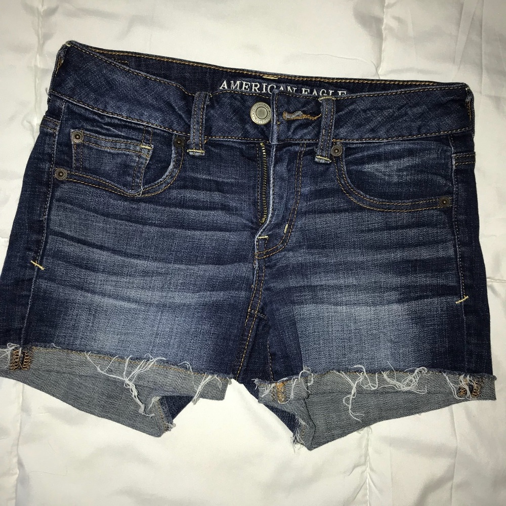 American Eagle medium wash midi shorts